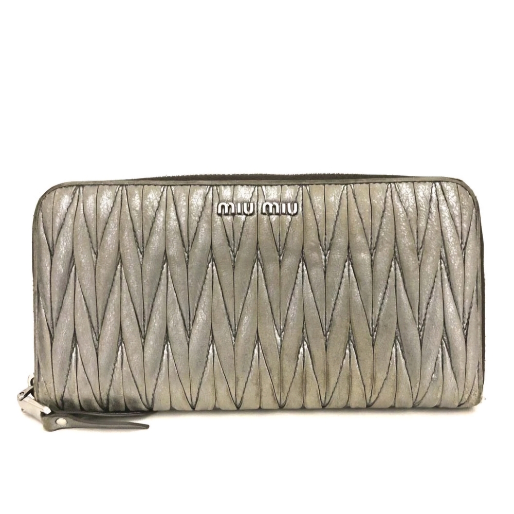 Miu Miu Silver Quilted Wallet